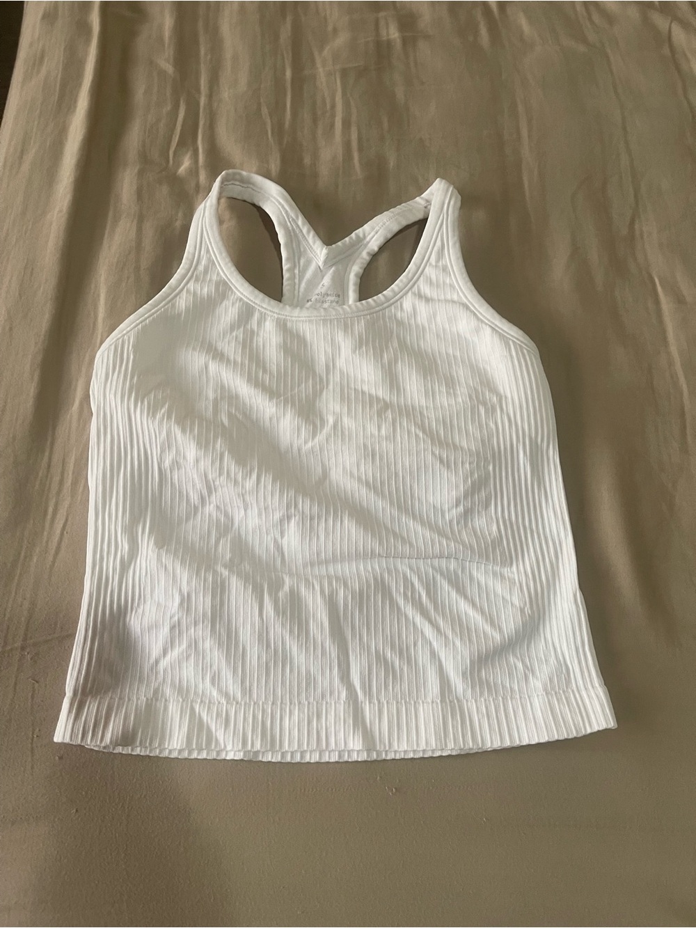 White Ribbed Racerback Tank Top - Women